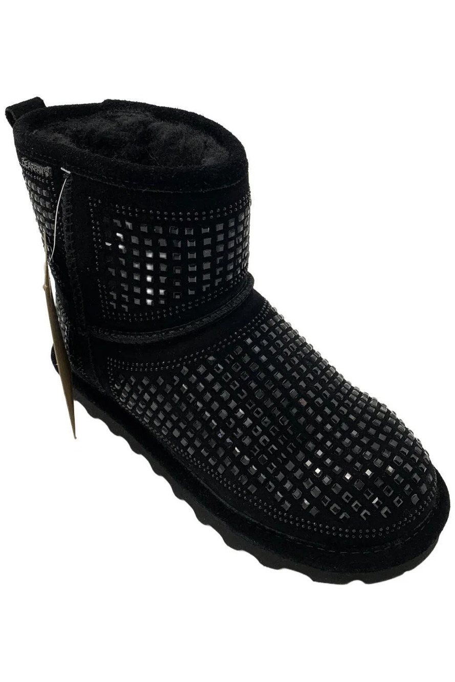 BEARPAW Women's Stassie Jeweled Suede Boot Black - Medium